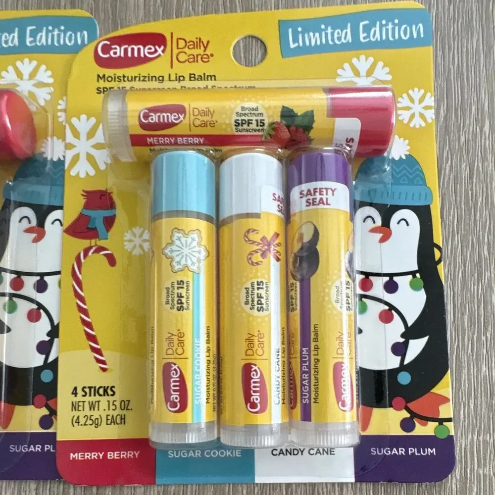 Carmex Daily Care Limited Edition Lip Balm SPF 15 4ct 0.15 oz Merry Berry - Picture 3 of 3